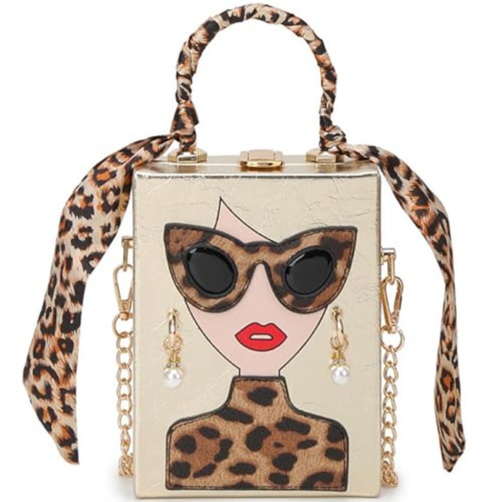 Novelty Unique 3D Lady Face PU Leather Top Handle Satchel Handbags for Women